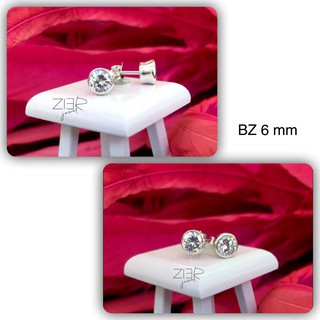 ต่างหูเงินแท้ 925 ประดับพลอยCZ Earring Silver 925-(BZ6MM)