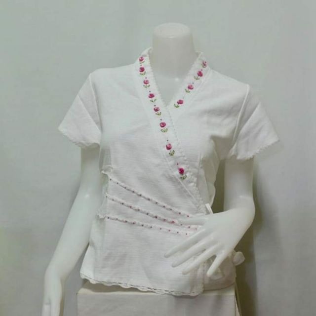 เสื้อผ้าฝ้ายปักมือ งานปักดอกละเอียด# มีเก็บเงินปลายทาง