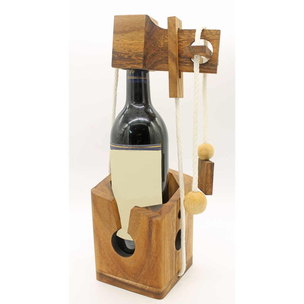 (ของเล่นไม้เสริมพัฒนาการ) กล่องไวน์ไม้ - Wine Puzzle Wooden