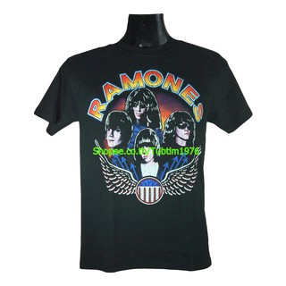 เสื้อยืดผ้าฝ้ายพรีเมี่ยมเสื้อวง Ramones เสื้อยืดแฟชั่นวงดนตรี เสื้อวินเทจ ราโมนส์ RMN1787