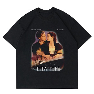 เสื้อยืดคอกลมเสื้อยืด ลายไททานิค | เสื้อยืด พิมพ์ลายภาพยนตร์ TITANIC | เสื้อยืด พิมพ์ลายฟิล์ม | ฟิล์มเสื้อผ้าS-5XL