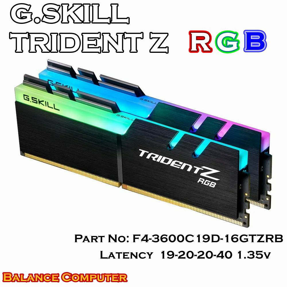 Ram 16GB (8GBx2) DDR4/3600 RAM PC (แรมพีซี) G.SKILL TRIDENT Z RGB (F4-3600C19D-16GTZRB)