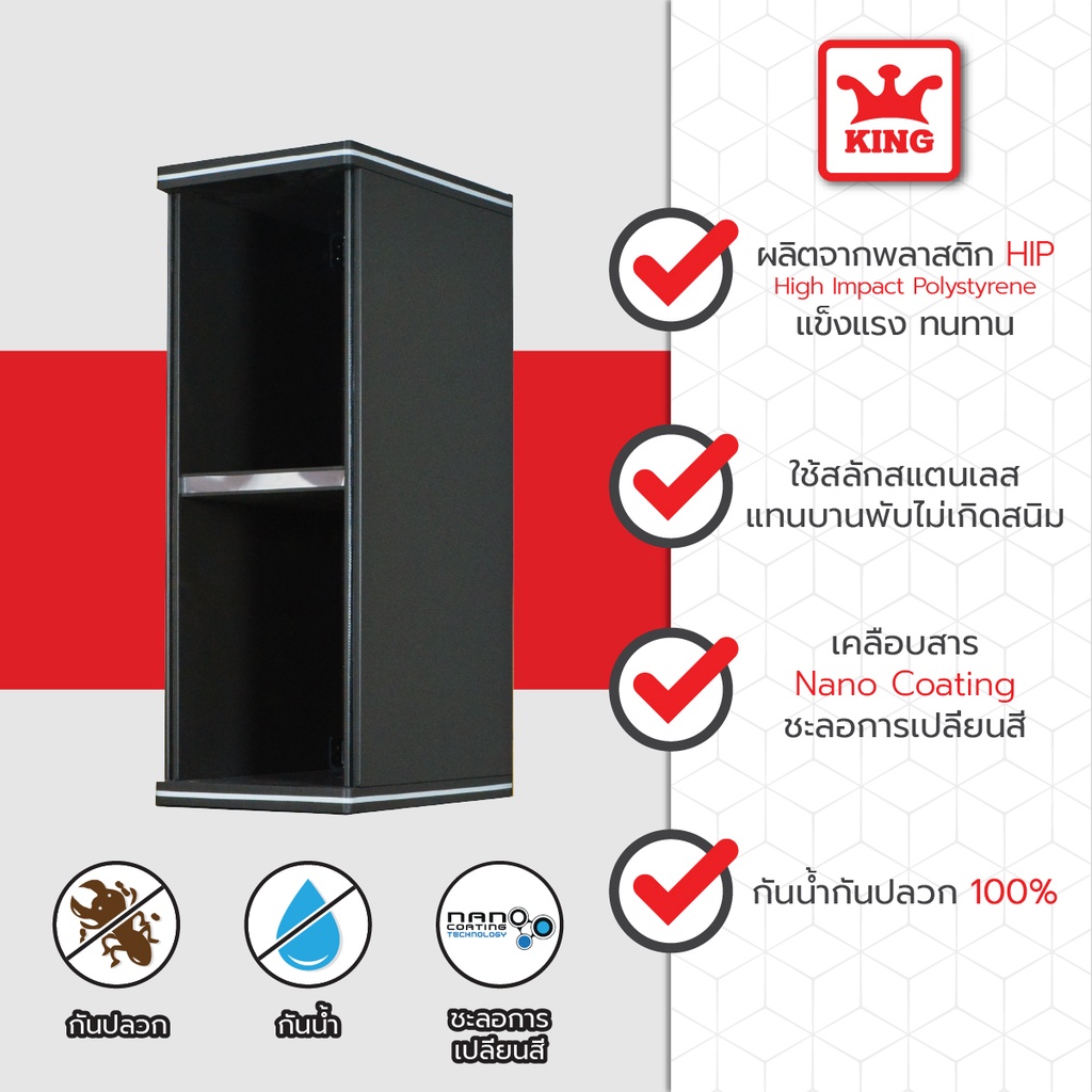 King ช่องเสริมเเนวตั้ง ขนาด 25x67.8x34 ซม. สีเทา รูปที่ 2