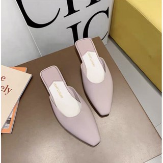 พร้อมส่ง รองเท้าแตะเปิดส้นหัวแหลมวีไลน์ยางพารา รุ่น K-6（แนะนำให้ซื้อเพิ่ม1เบอร์) มี 2 สี ดำ ชมพู