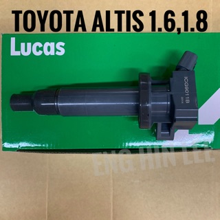 คอยล์จุดระเบิด รถ Toyota ALTIS 1.6, 1.8 โตโยต้า อัลติส (ปี02-07) ยี่ห้อ Lucas