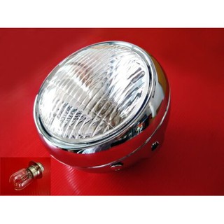 YAMAHA CHAPPY LB50 LB80 HEADLIGHT &amp; "CHROME" CASE  &amp; BULB 6V. "FREE" // ไฟหน้า CHAPPY / CHIPPY