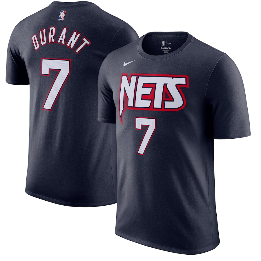 คอลูกเรือเสื้อยืดคอกลมเสื้อยืด ลายบาสเก็ตบอล Nba Brooklyn NETS CITY Edition 2021/22 Navy - 7 Kevin D