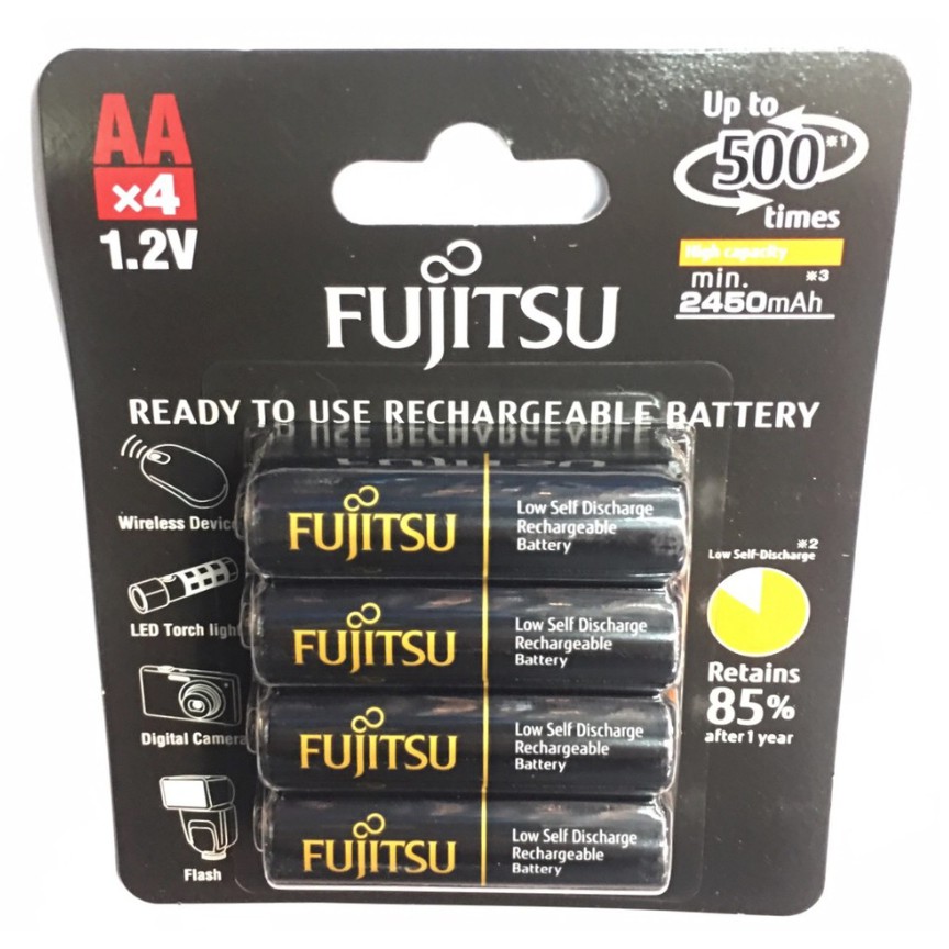 ถ่านชาร์จ Fujitsu AA 4 ก้อน 2550 mAh min 2450 mAh ของแท้
