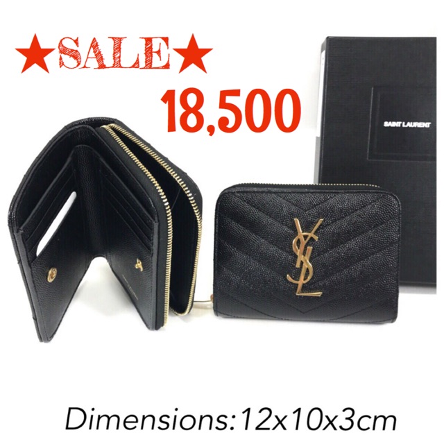 ✨NEW✨ Saint Laurent (YSL) Monogram Compact Zip Around Wallet in Black ghw