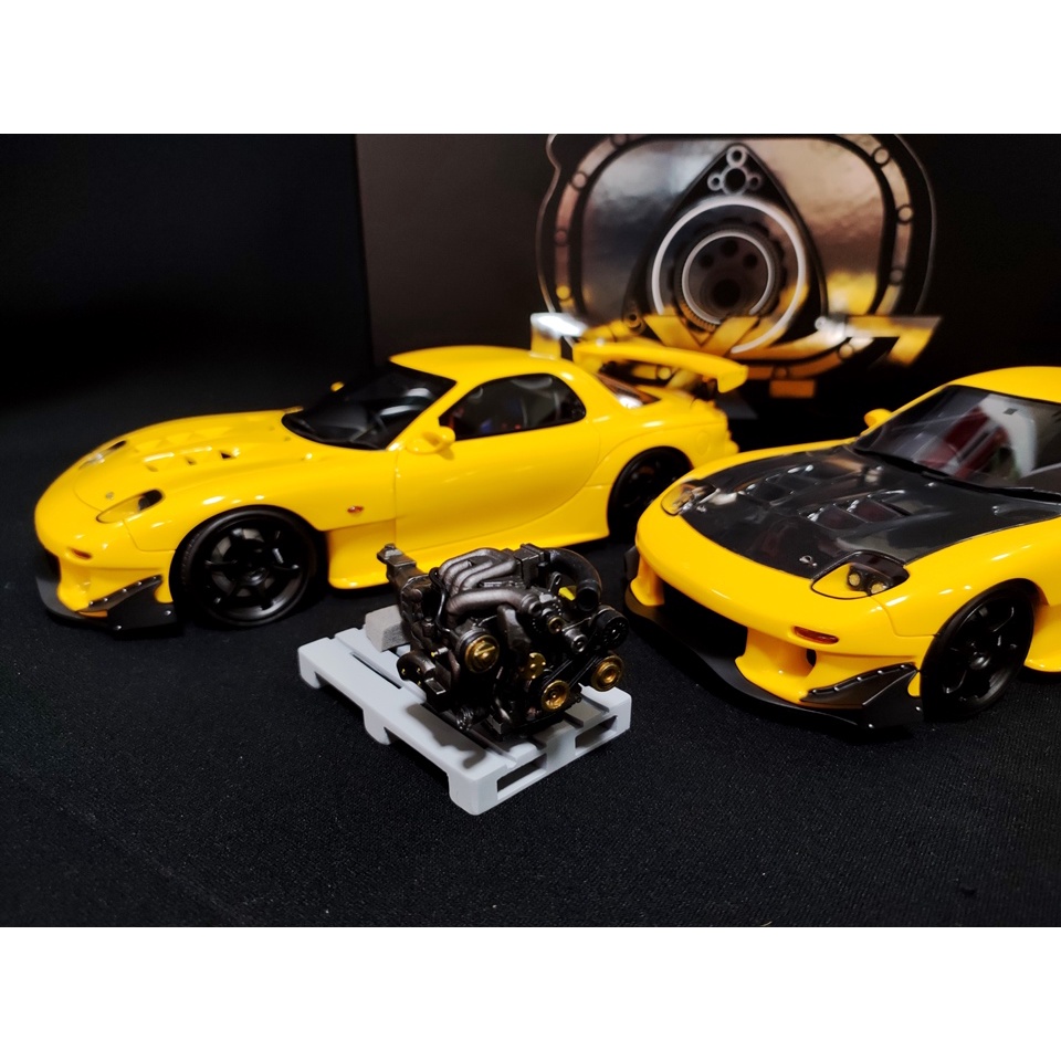 โมเดลรถRX7 1/18 โมเดลรถ Polar Master model RX7 RE Amemiya initial d yellow  1:18  โมเดลรถของขวัญ ราค