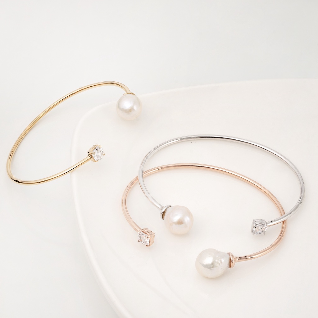 Ar-Kang Collection AKB221/AKB222A/AKB223 กำไลข้อมือเงินแท้ White CZ AAAAA , White Pearl(เงินแท้92.5%
