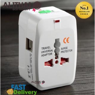 Alithai All in One Worldwide Travel Adapter AU UK US EU Power Plug Universal Wall AC100-240v Surge Protected Adaptor Cha