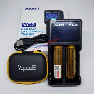 Vapcell+Xtarชุดเครื่องชาร์จถ่านของแท้ 100% (Xtar VC2+Vapcell 18650 3600mAh 2ก้อน)