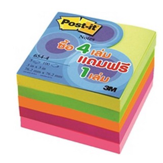 โพสท์-อิท 3M No.654-5PK ขนาด 3×3 นิ้ว สีNEON(5ชิ้น)