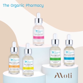 The Organic Pharmacy Hyaluronic Acid Serum/Radiant Day Shield/Four Acid Peel Serum/Stabilised Vitamin C/Retinol Night