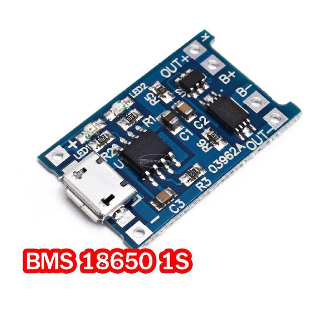 โมดูล BMS ชาร์ตถ่าน 18650 ขนาด 1 ก้อน 1A 1S Lithium Battery Charger วงจร ชาร์จแบต ลิเทียม Li-on Arduino AVR PIC Module