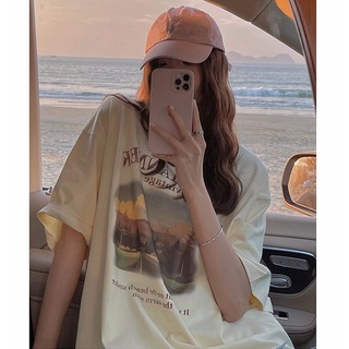 เสื้อยืดพิมพ์ลายการ์ตูนน่ารัก oversize คอกลม วินเทจ พร้อมส่ง 2325