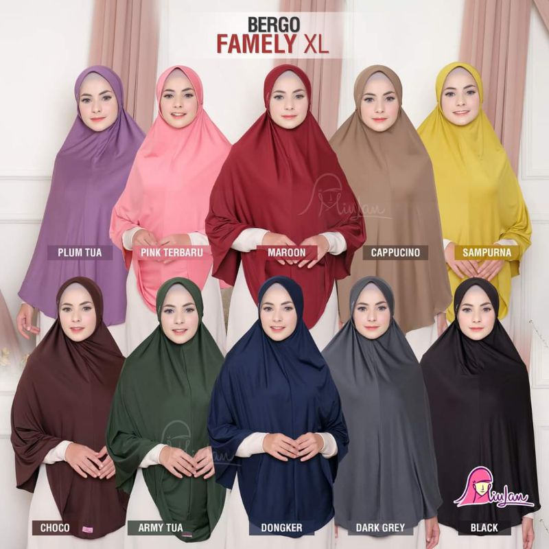Bergo Famely XL / Bergo Jumbo / Bergo Tali Jumbo / Bergo Tali Milan / Bergo Jumbo Milan / Jilbab Jum