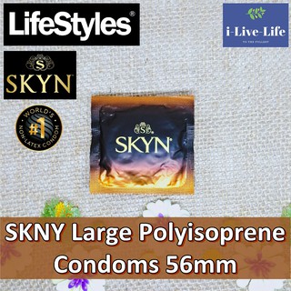 ถุงยางอนามัยขนาดใหญ่ สำหรับผู้ที่มีอาการแพ้น้ำยาง Lifestyles® SKYN Large Polyisoprene Condoms 53 mm 5, 10 or 20 Pieces