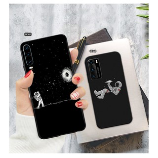 เคสโทรศัพท์มือถือ ซิลิโคนนิ่ม ลายดวงจันทร์ สีดํา สําหรับ Realme R11S C11 C12 C15 6 6i X50