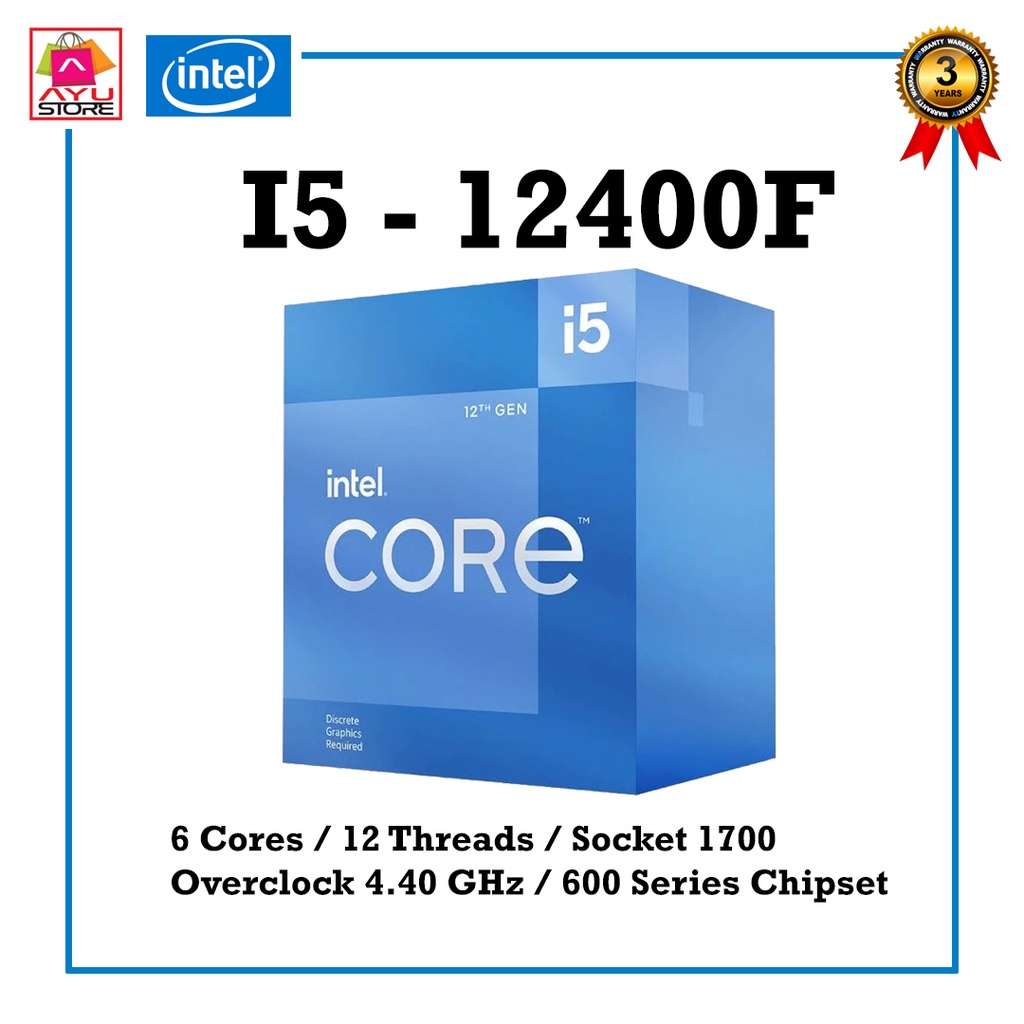 Intel CPU Core i5-12400F 2.6 GHz 6C/12T LGA1700 ซีพียู GEN12 รับประกัน 3ปี
