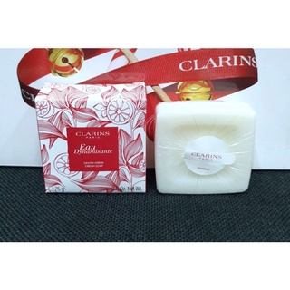 สบู่ก้อนใช้ได้ทั้งผิวหน้าและผิวตัว แท้💯%Clarins Eau Dynamisante cream soap 75g. มีฉลากไทย