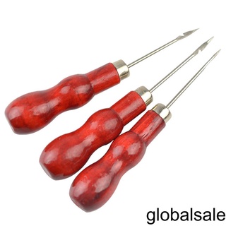 [Global] Gourd-shaped Wooden Handle Hooked Straight Awl Home Manual Shoes Making Drill Sole Fixing Tools