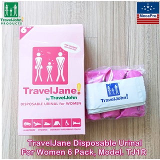 TravelJohn® by TravelJane Disposable Urinal For Women 6 Pack, Model. TJ1R โถปัสสาวะหญิงแบบใช้แล้วทิ้ง ความจุ 800cc