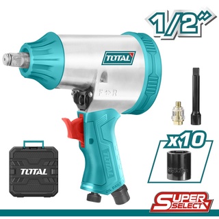 Total เครื่องยิงบล็อคลม 1/2 นิ้ว รุ่น TAT41125 (พร้อมลูกบล็อค 10 ลูก) ( Air impact wrench set ) บ๊อกซ์ลม บล็อกลม