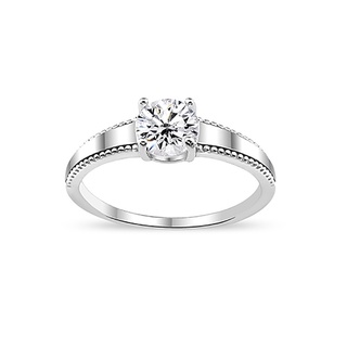 Silver thai JewelrySilver Prong Setting Clear CZ Ring แหวนเงินแท้ 925 ฝังเพชรสวิส (CZ)ตรงกลาง ใส่เล่นไฟดี ดูแพง ทันสมัย