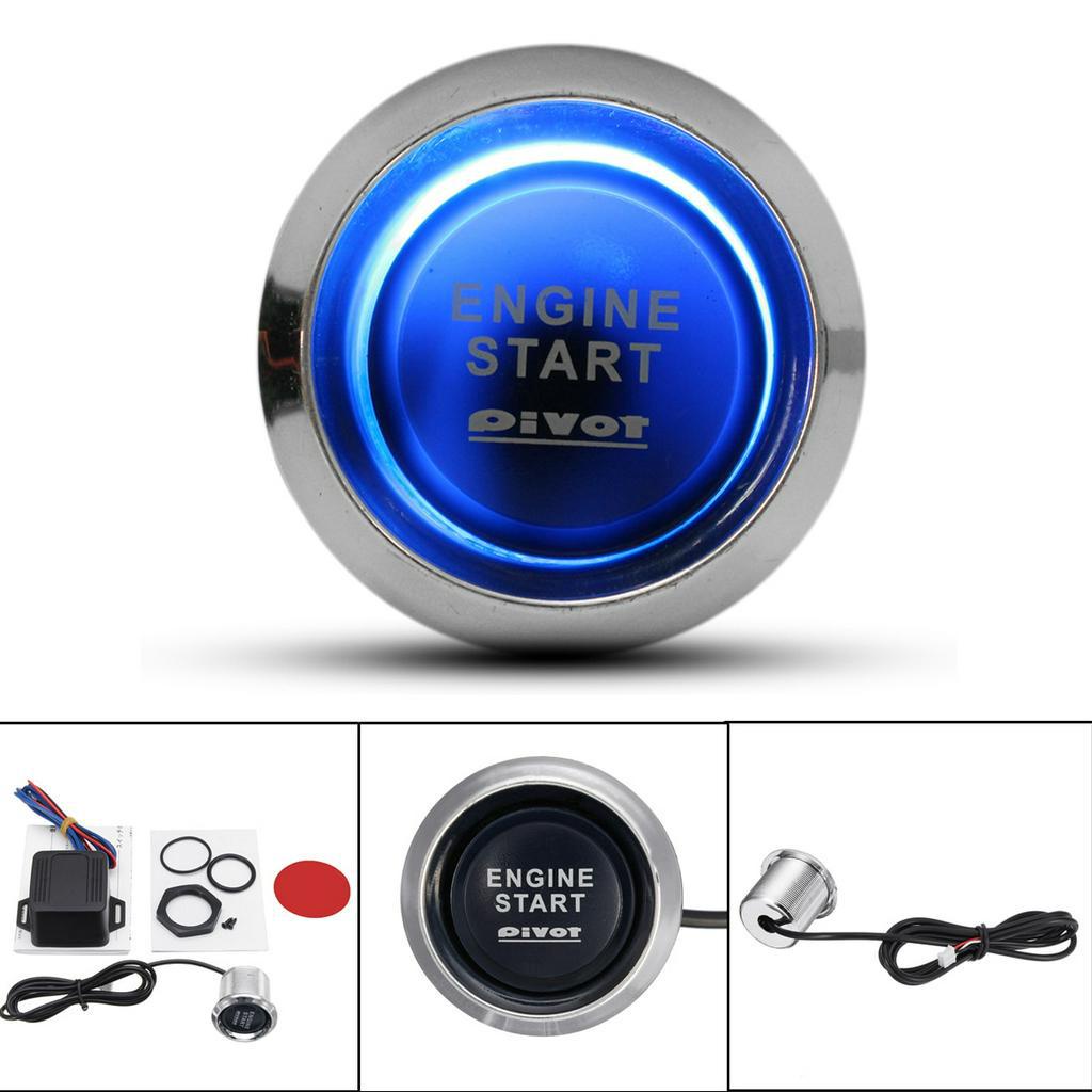 HYS 12V Universal Car Engine Start Push Button Switch Ignition Starter Kit Blue LED