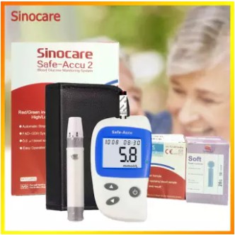พร้อมส่ง!! เครื่องตรวจวัดน้ำตาล Glucose Sinocare รุ่น Safe-Accu2 เครื่องวัดน้ำตาล (เครื่อง+10แผ่น)