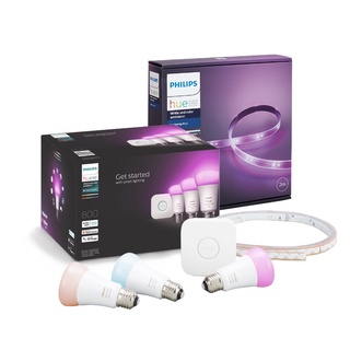 [ผ่อน 0%][เซ็ทคู่สุดคุ้ม] Philips Hue WCA Starter Kit 16 ล้านเฉดสี 7.5W ขั้ว E27 + Philips Hue LightStrip Plus with Bluetooth 2m Starter Set