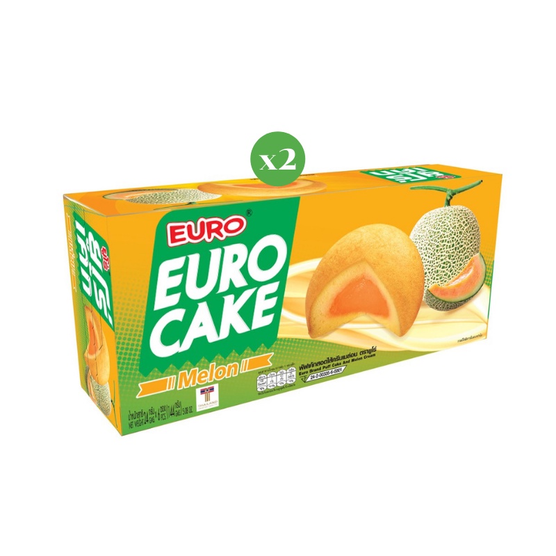 Euro ฟัฟเค้กสอดไส้ ตรายูโร่ 144g ครีมเมล่อน (Pack x2)