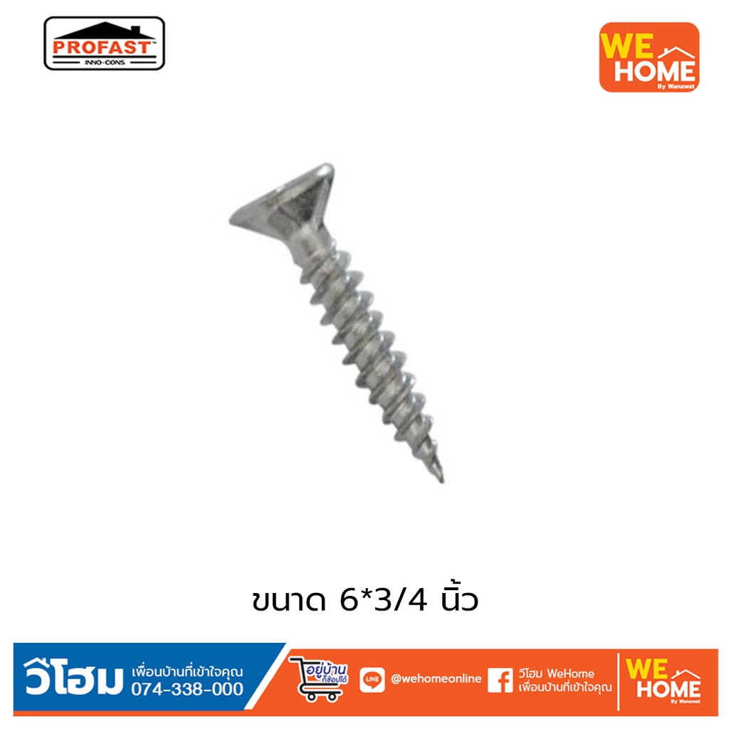 PROFAST สกรูปลายแหลม 6x3/4" / 6x1" นิ้ว (ถุงละ 50 ตัว) สกรูโปรฟาส์ท งานไม้ งานบอร์ด งานติดตั้งทั่วไป ของแท้