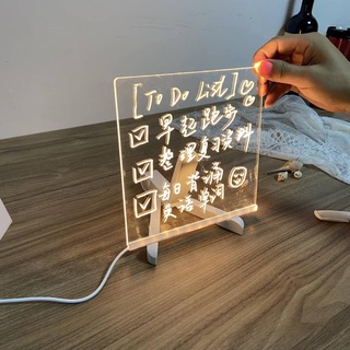 PP 🔥ใหม่🔥 โคมไฟป้ายไฟอะคริลิค LED ออกแบบเอง เขียน-ลบได้ พร้อมฐานและปากกา7สี ✏️
