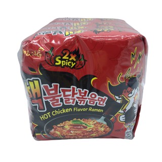 ซัมยัง บูลดัก ฮอต ชิคเก้น ราเมง 2x Spicy (ราเมงกึ่งสำเร็จรูปแบบแห้ง สูตรเผ็ดมาก)  แพค 5ซอง x 140กรัม