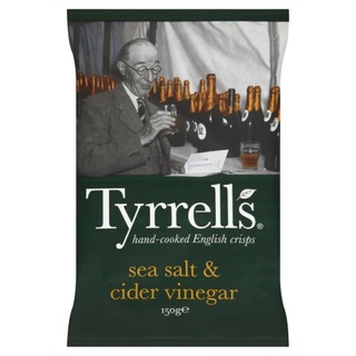 (แพ็ค2)Sea Salt &amp; Cider Vinegar Chips Tyrrells 150 g/ชิปเกลือทะเลและน้ำส้มสายชูไซเดอร์ Tyrrells 150 ก