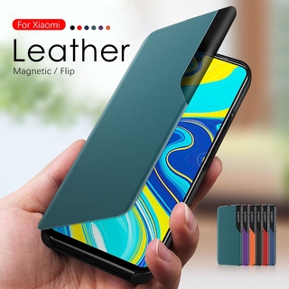 Leather Smart View Window Magnet Flip Case Cover For Xiaomi Mi 10 POCO X3 Redmi 9C NFC 9A Readmi Note 9s 9 8 Pro 8T Stand Coque