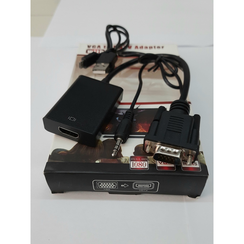 VGA TO HDMI ตัวแปลง คอมที่เป็น VGA แล้วต่ออกจอที่เป็น HDMI ใช้ต่อออกทีวีรุ่นใหม่ ภาพชัด สัญญานดีแข็ง