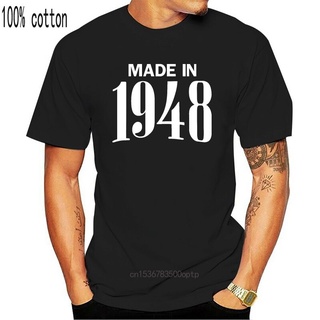 คอลูกเรือเสื้อยืดคอกลม[พร้อมส่ง] เสื้อยืดผ้าฝ้าย ลาย 70o Idea-made In 1948 retirement ของขวัญวันเกิดผ้าฝ้ายแท้