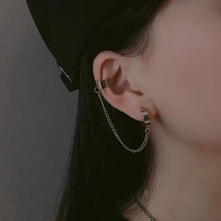 Fashion New Trendy High-grade Titanium Steel Earrings Chain Earbone Clip Ear Clips Female Retro Male Ear Studs Ear Buckle Earrings