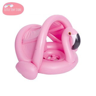  nnshop [พร้อมส่ง] Baby Flamingo ห่วงยางสอดขา มีหลังคาบังแดด ห่วงยางสำหรับเด็ก