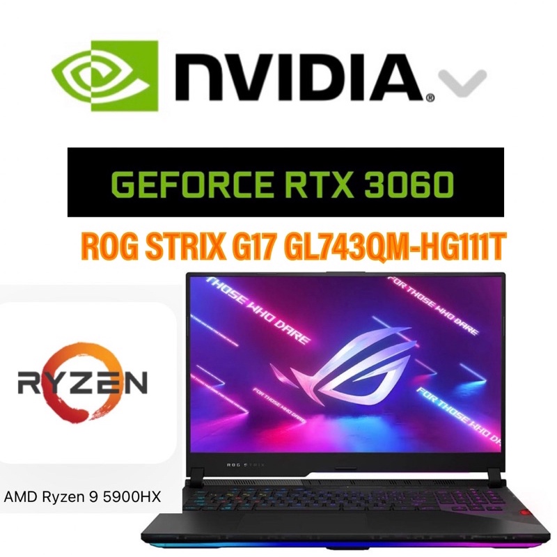 (ของพร้อมส่ง )ASUS ROG STRIX G17 GL743QM-HG111T (ECLIPSE GRAY)