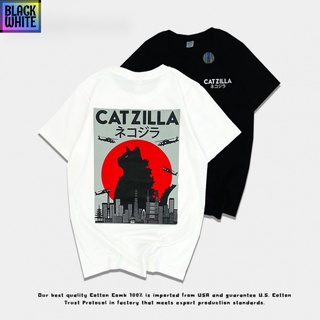 BWCB เสื้อยืดแขนสั้น   เสื้อสกรีน ลาย Catzilla -​ Street apparel เสื้อคอกลม เสื้อคู่ ผ้านำเข้าUSA ✨พร้อม unisex oversize