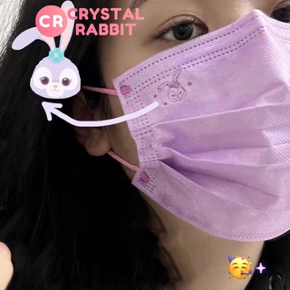 CRYSTAL RABBIT 10 ชิ้น หน้ากากอนามัยแบบใช้แล้วทิ้ง หน้ากาก พิมพ์ลาย สีมาการอง แฟชั่นฤดูร้อนสำหรับผู้ใหญ่ ระบายอากาศได้ 3 ชั้น