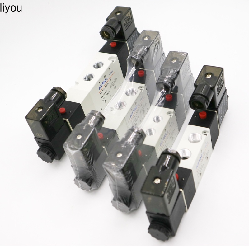 วาล์วโซลินอยด์นิวเมติก 4V220-08 Airtac 5 ทาง 2 ตําแหน่ง 1/4 นิ้ว DC12V DC24V AC110V AC220V