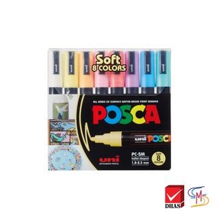 ปากกายูนิพอสก้าซอฟต์คัลเลอร์ 8 สี UNI POSCA PC-5M SOFT COLOR