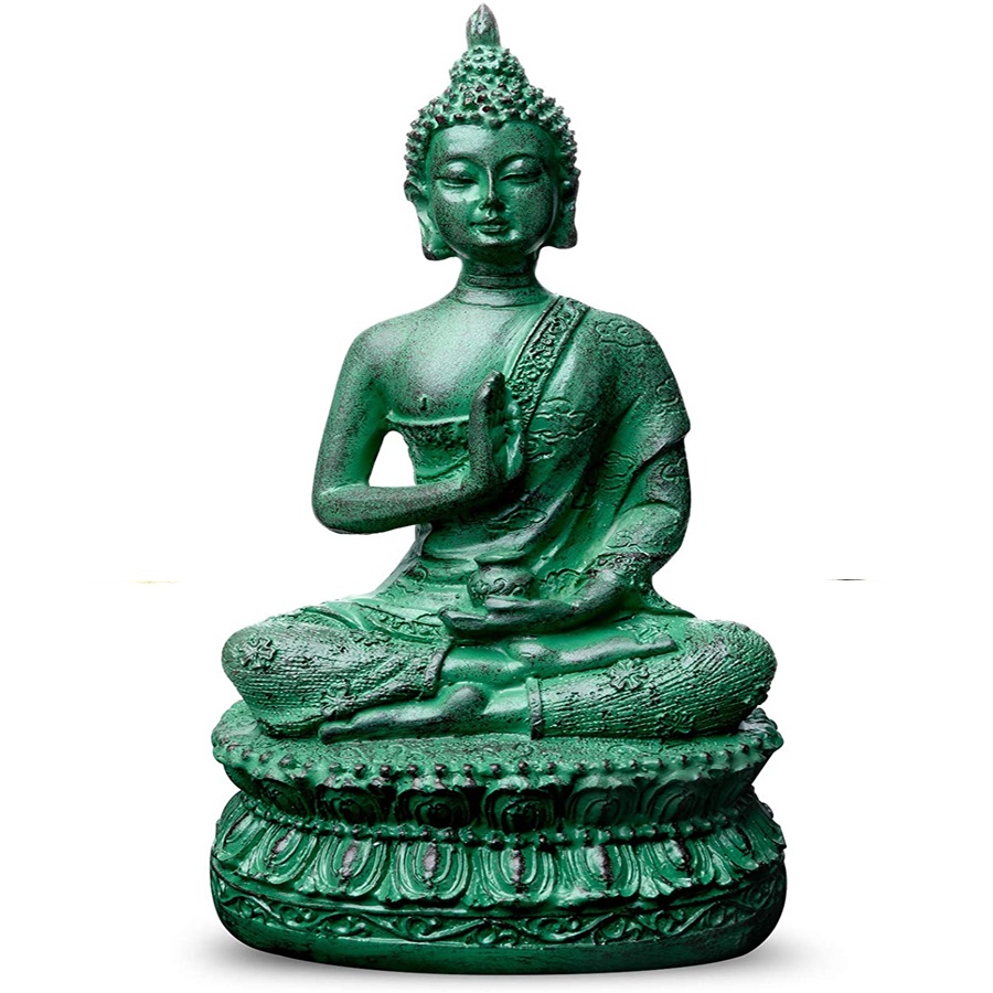 ☌◕▩ERMAKOVA Resin Vintage Buddha Statue Thailand Shakyamuni Figurines Seated Statue Meditation Altar Home Decoration Acc