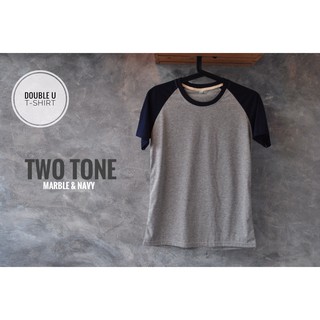 ออกใบกำกับภาษีได้ - เสื้อยืดทูโทน TWO TONE T-SHIRT  ตัวเสื้อสีเทา แขนเสื้อสีกรม **เสื้อซักแล้วไม่ต้องรีด**